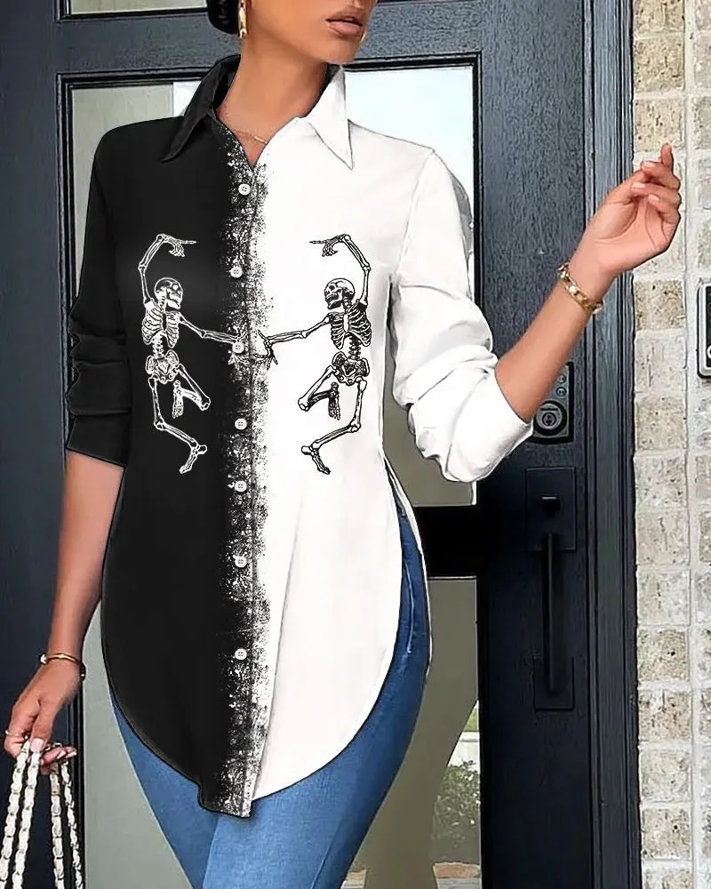 2024 Women's White Asymmetrical Blouse - Elegant Long Sleeve Tunic Shirt for Casual Wear