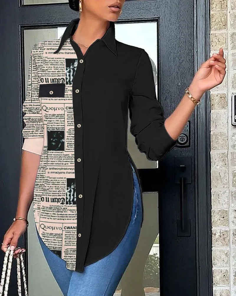 2024 Women's White Asymmetrical Blouse - Elegant Long Sleeve Tunic Shirt for Casual Wear