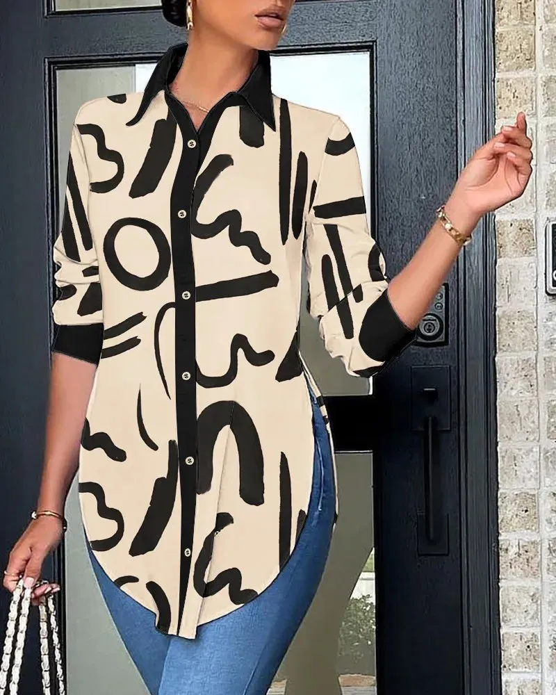 2024 Women's White Asymmetrical Blouse - Elegant Long Sleeve Tunic Shirt for Casual Wear