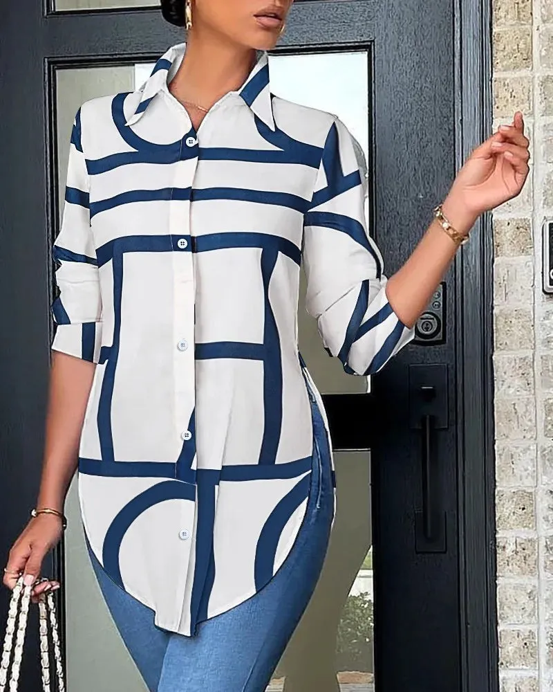 2024 Women's White Asymmetrical Blouse - Elegant Long Sleeve Tunic Shirt for Casual Wear