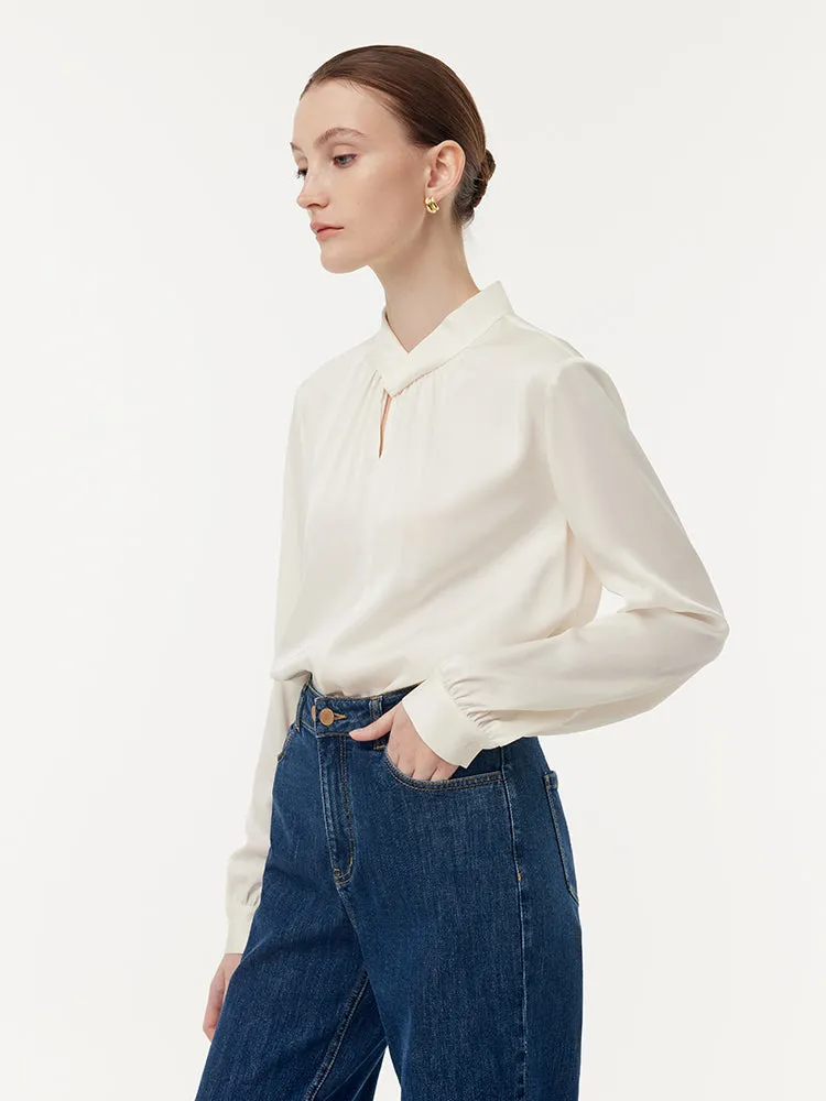 22 Momme Mulberry Silk Twist Neck Women Blouse