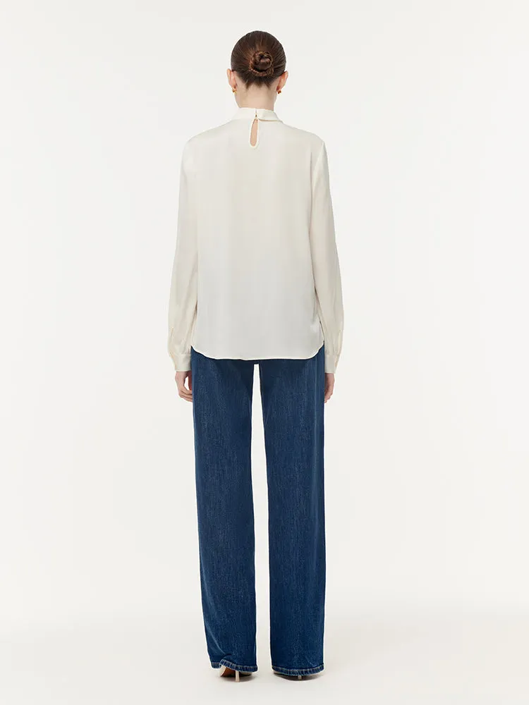 22 Momme Mulberry Silk Twist Neck Women Blouse