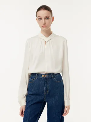 22 Momme Mulberry Silk Twist Neck Women Blouse