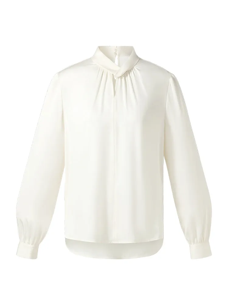 22 Momme Mulberry Silk Twist Neck Women Blouse