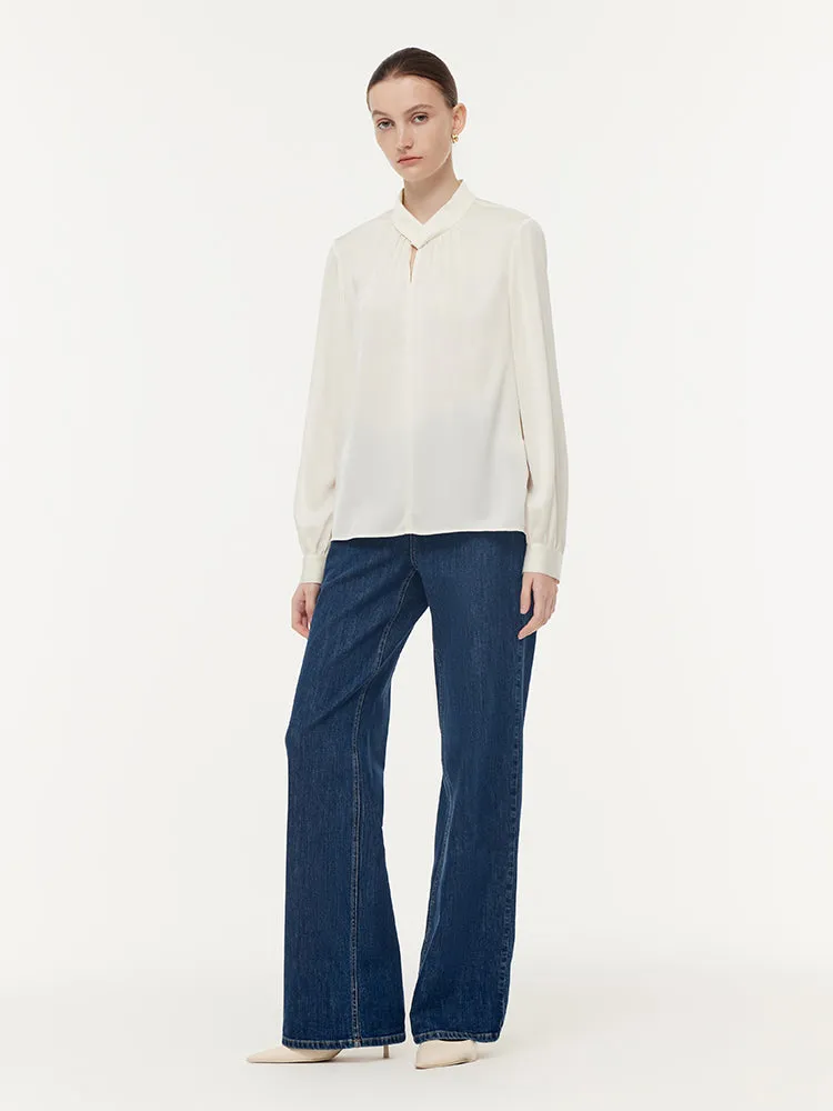 22 Momme Mulberry Silk Twist Neck Women Blouse