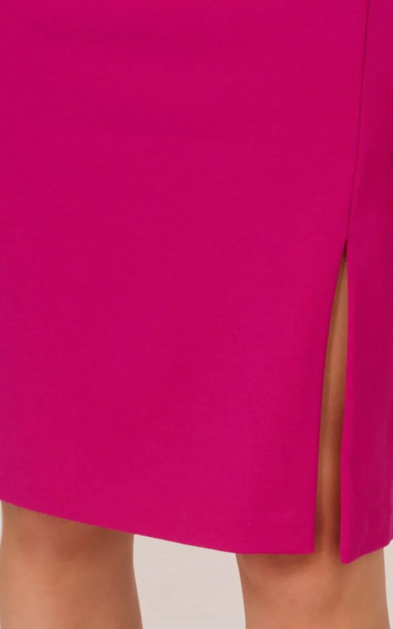 Adrianna Papell- Pearl Embellished Knit Crepe Sheath Dress in Hot Orchid