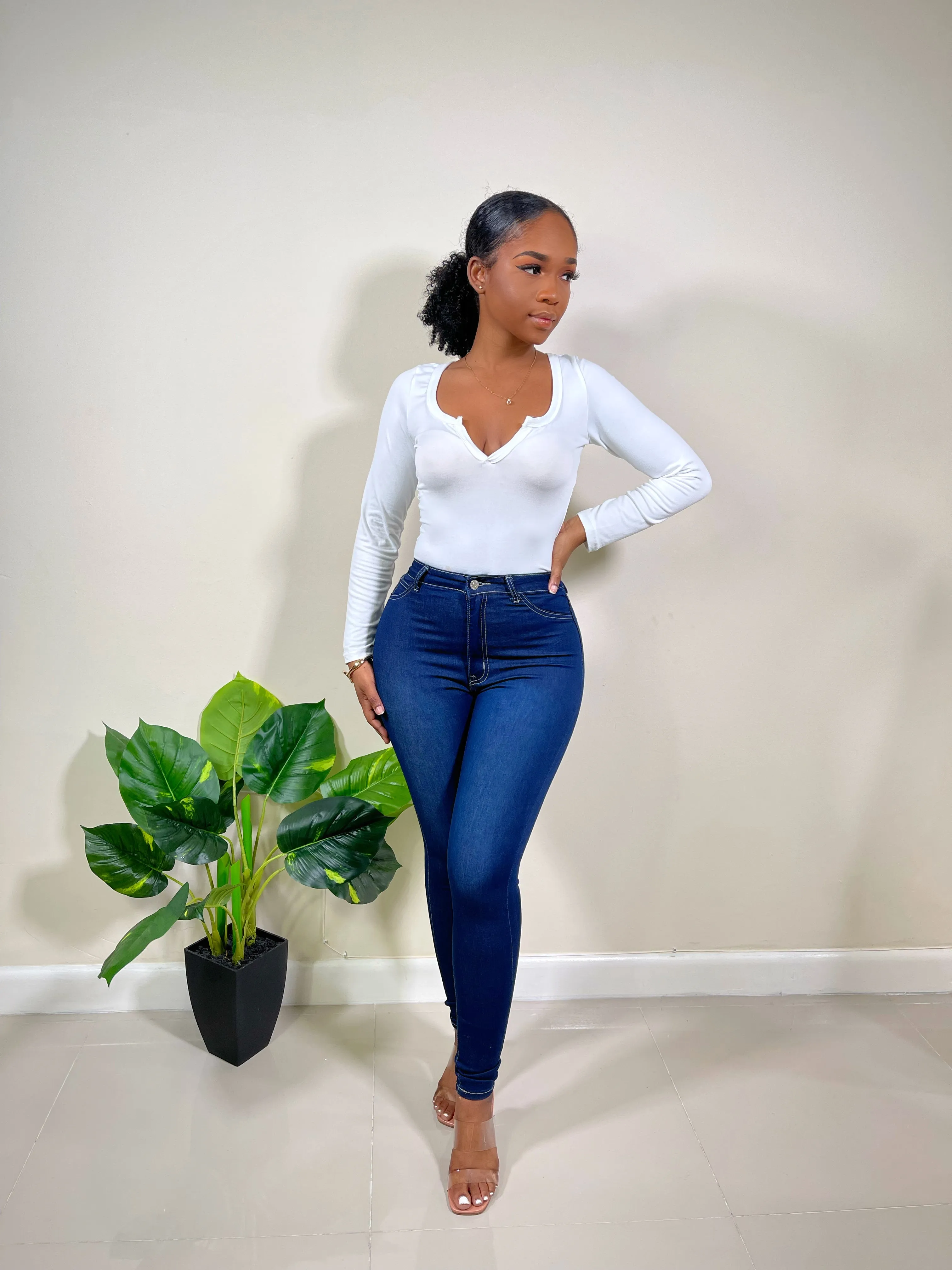 Becky High Waist Skinny Jeans-Ink