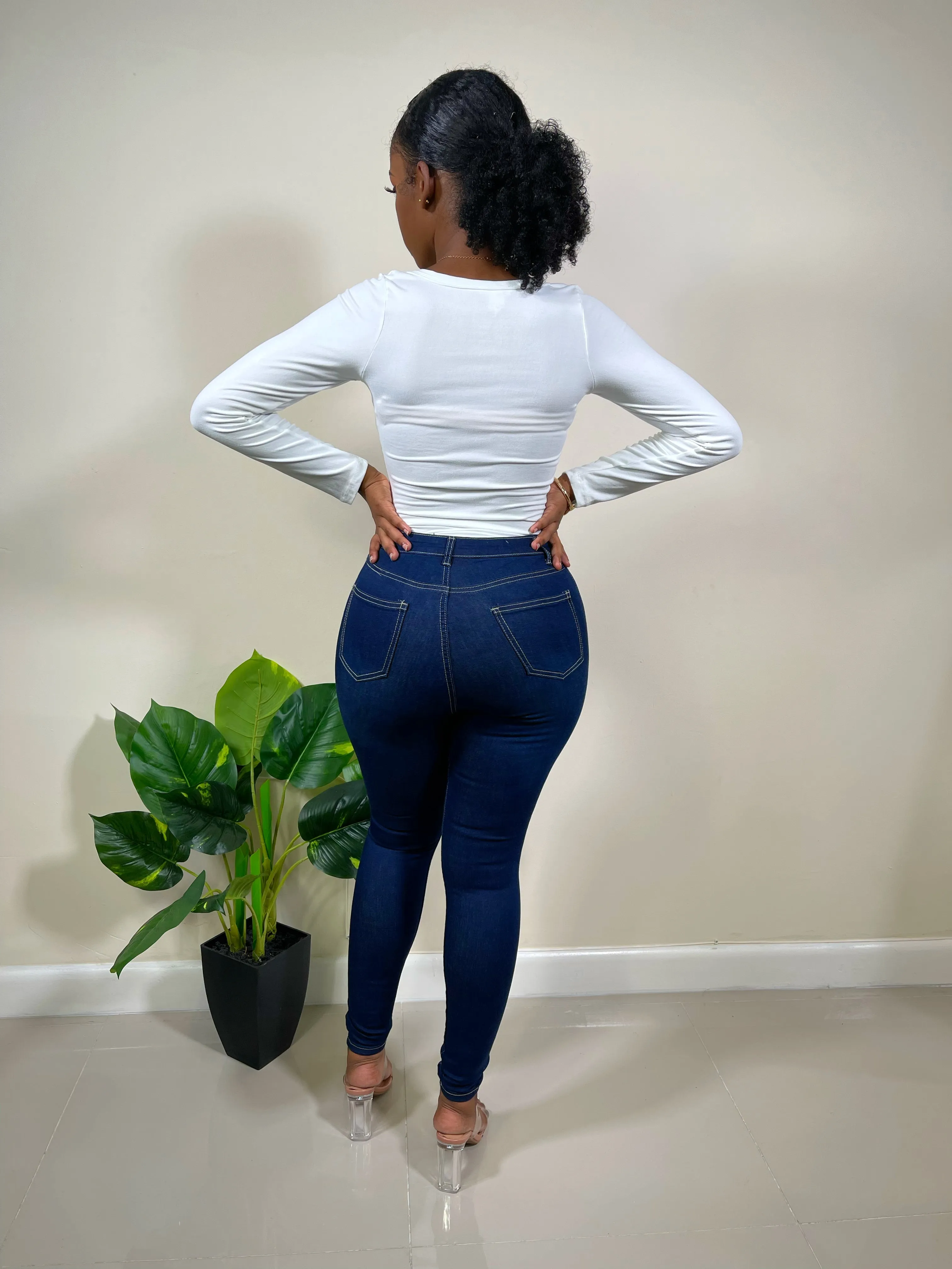 Becky High Waist Skinny Jeans-Ink