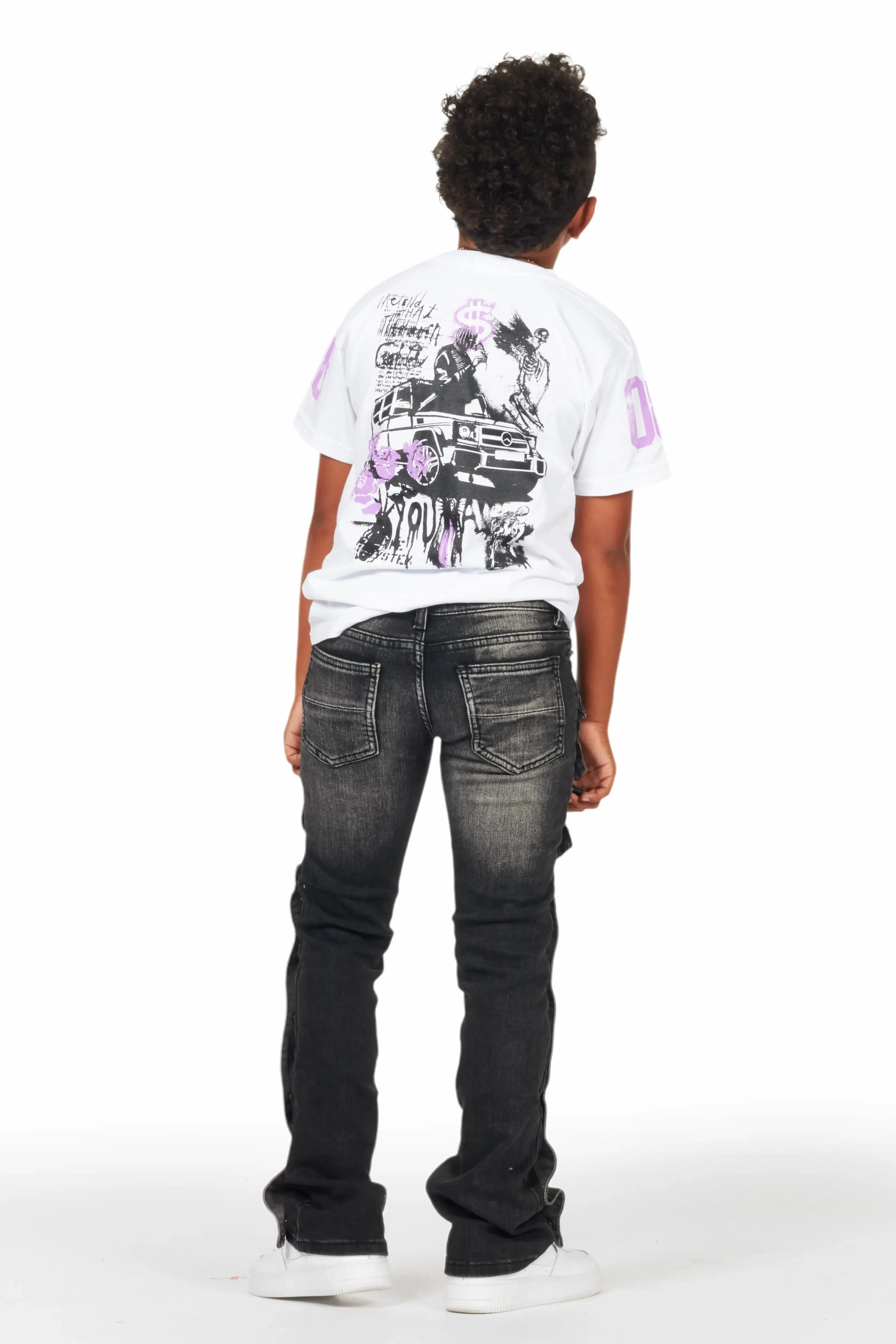 Boys Beau White/Purple Graphic T-Shirt