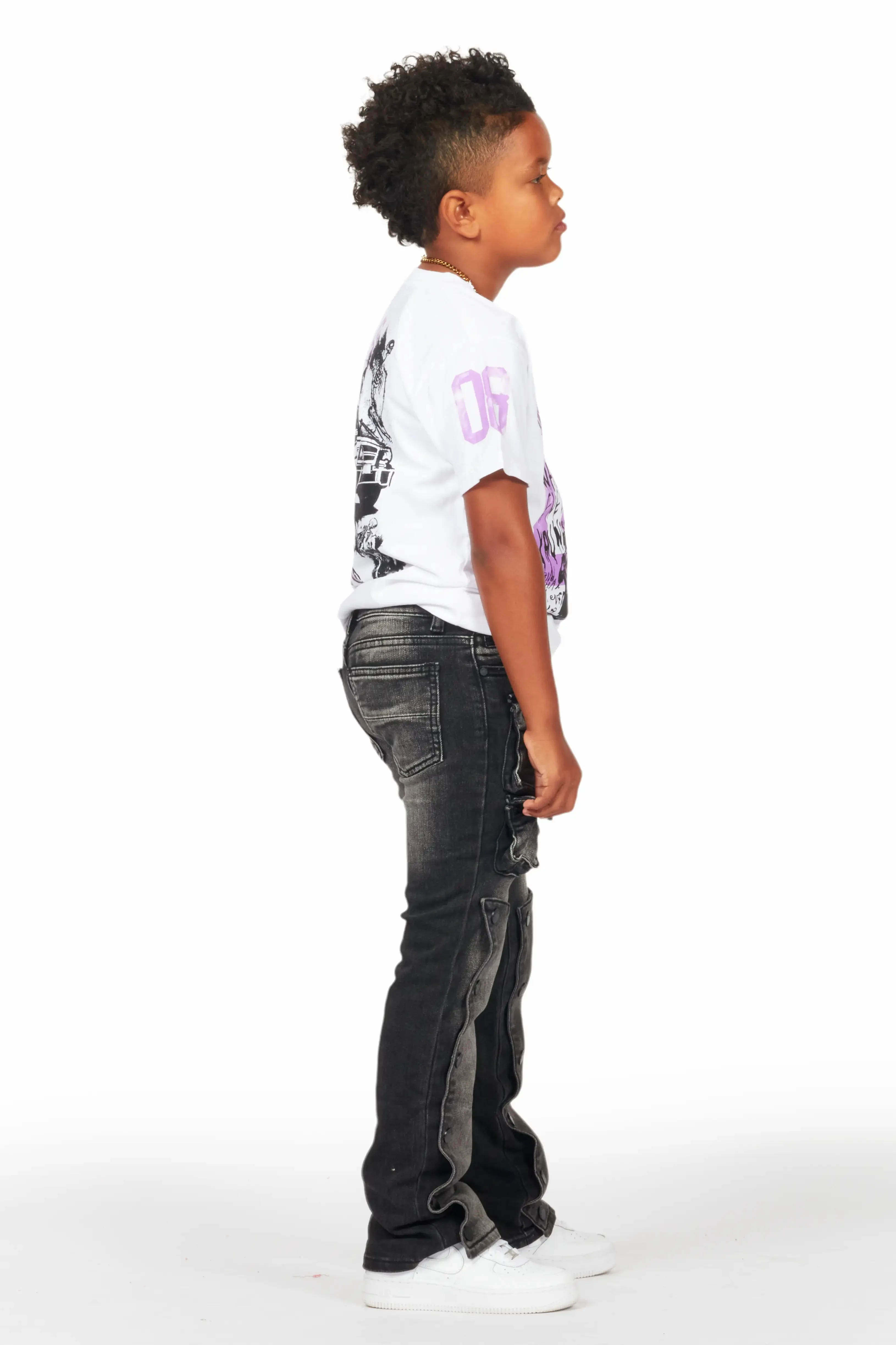 Boys Beau White/Purple Graphic T-Shirt