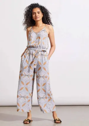 Button Front Jumpsuit with Sash - Caramel