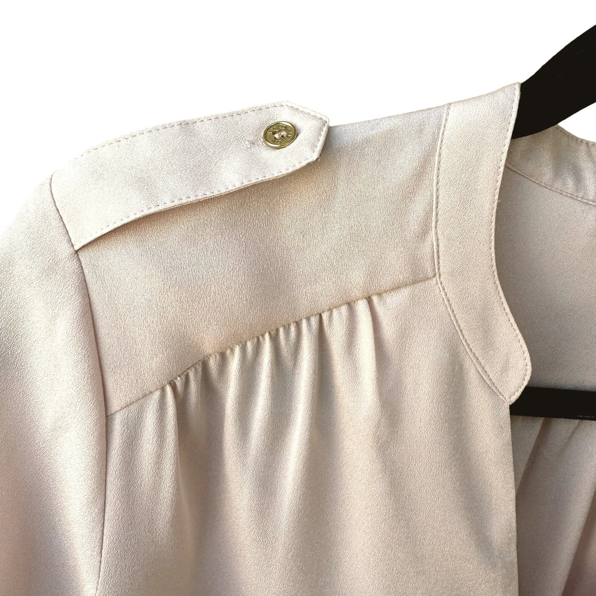 Calvin Klein Womens Blush Pink Long Sleeve Zip V-Neck & Epaulette Shirt Blouse