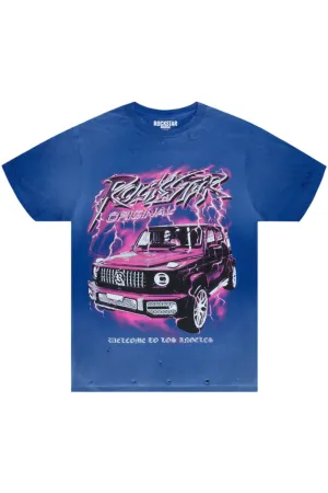 Car Blue Oversized Tee