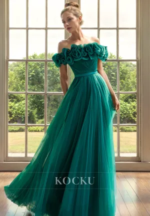 Couture & Ornate Off-Shoulder A-Line Tulle Cocktail Mother of the Bride Dress