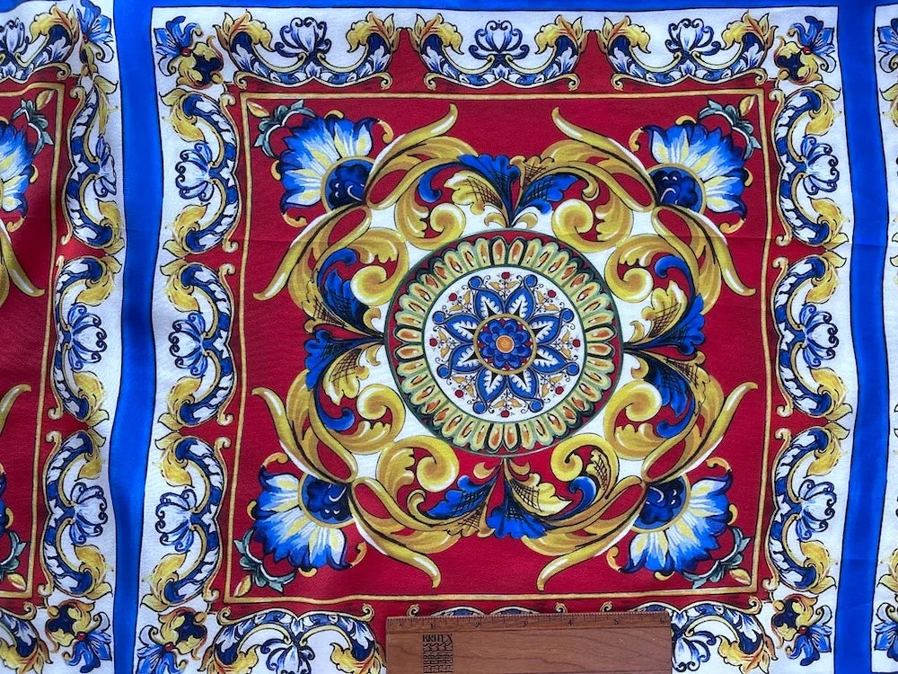 Couture Chic Italian 16" Tile-Work Silk Crepe De Chine (Made in Italy)
