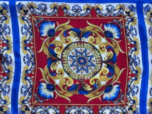 Couture Chic Italian 16" Tile-Work Silk Crepe De Chine (Made in Italy)
