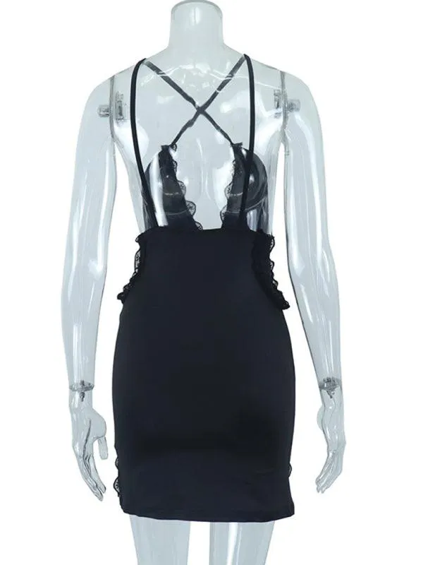 Elegant Curvy Fit Lace-Detail Bodycon Dress