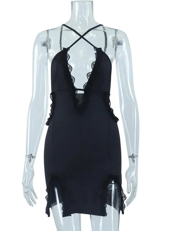 Elegant Curvy Fit Lace-Detail Bodycon Dress