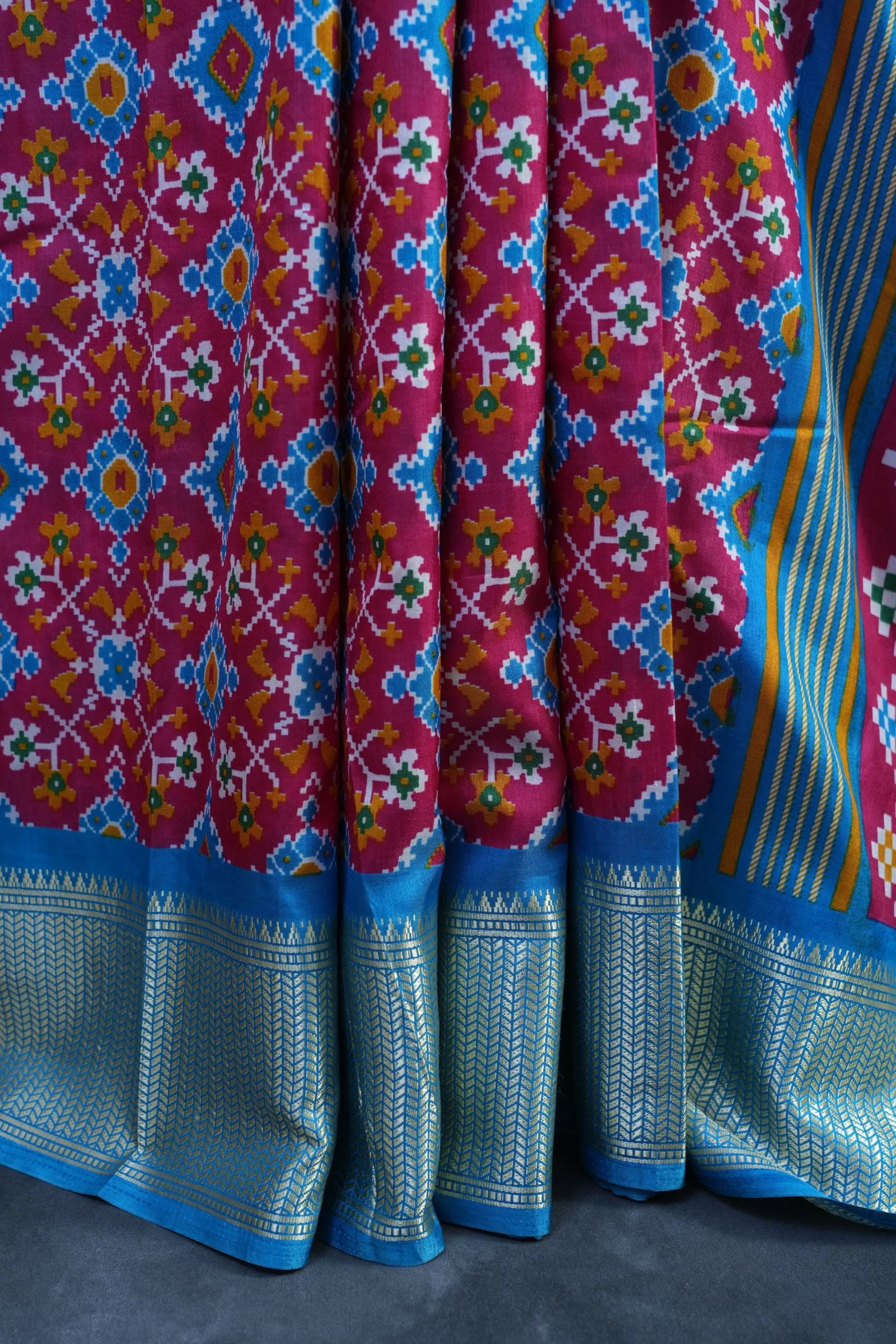 Elegant Kanchipuram Semi Silk Saree with Intricate Ikkat Design