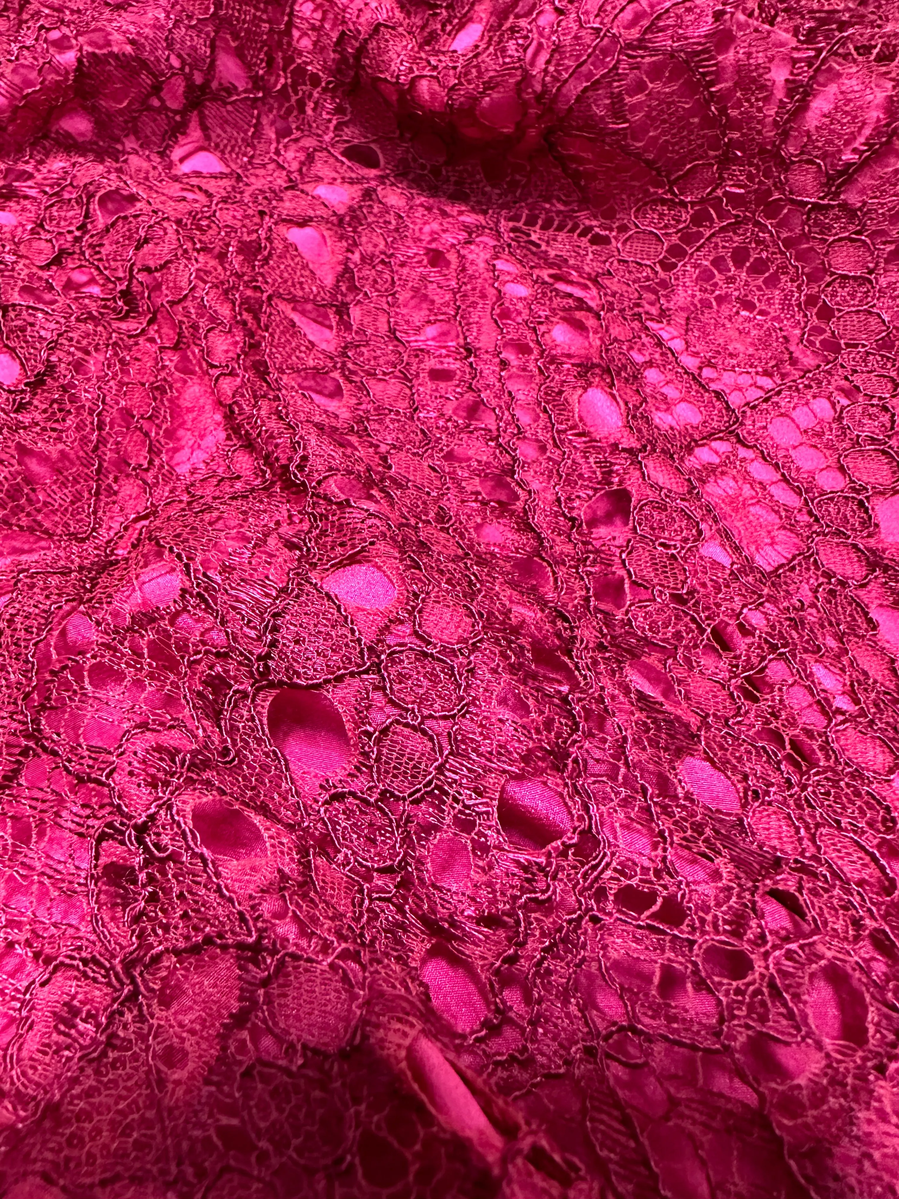 Emilio Pucci 2000s Rasberry One Shoulder Lace Dress