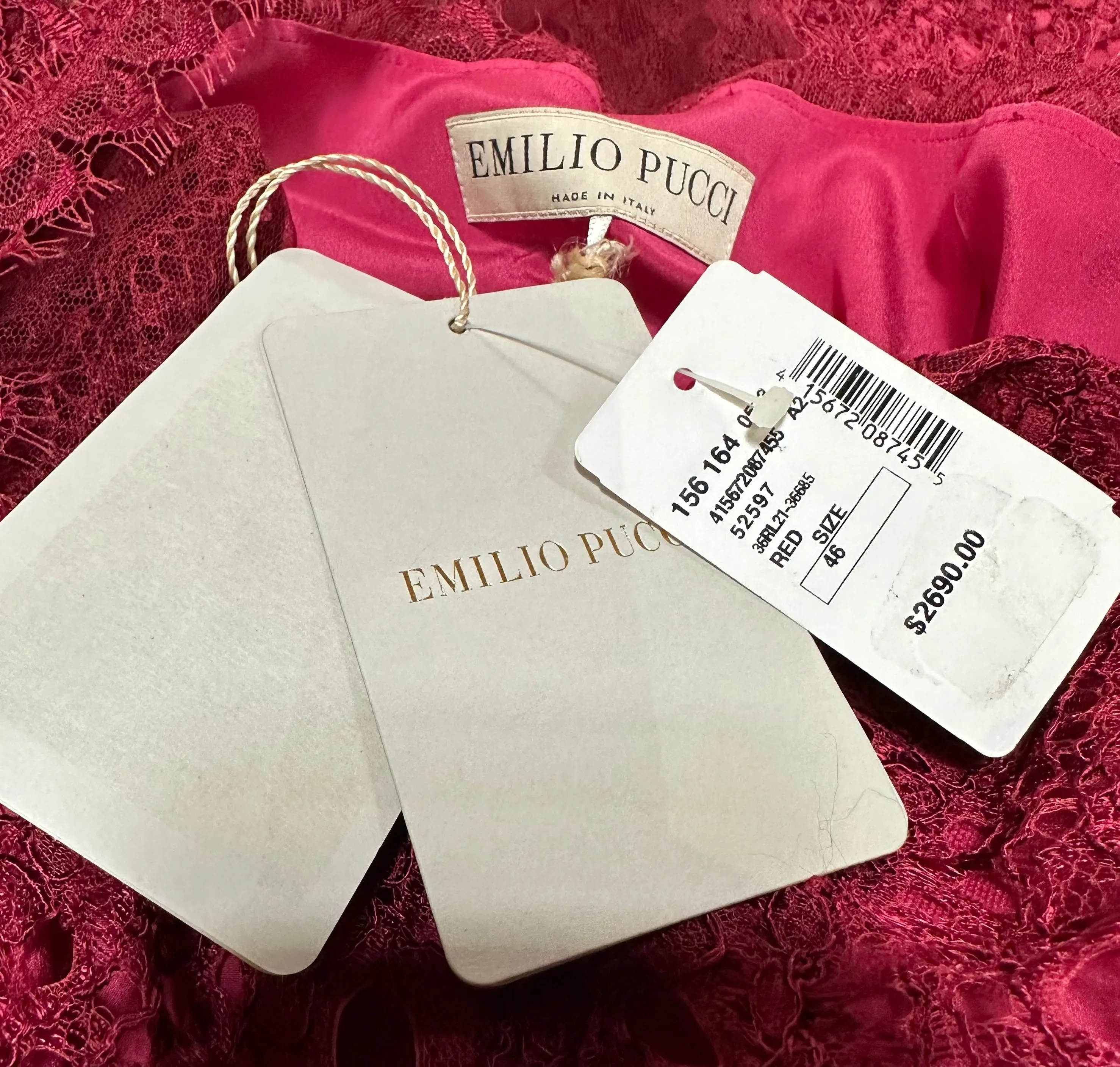 Emilio Pucci 2000s Rasberry One Shoulder Lace Dress