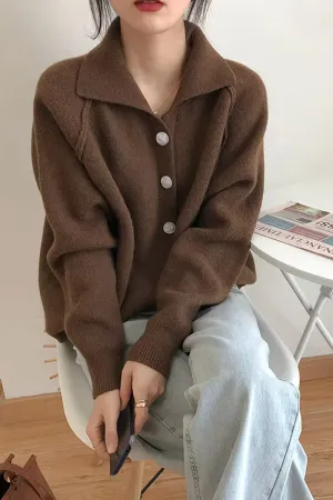 Flytonn-cute winter outfits casual winter outfits christmas outfit party look inspos Vintage Lapel Collar Knitted Cardigan Sweater