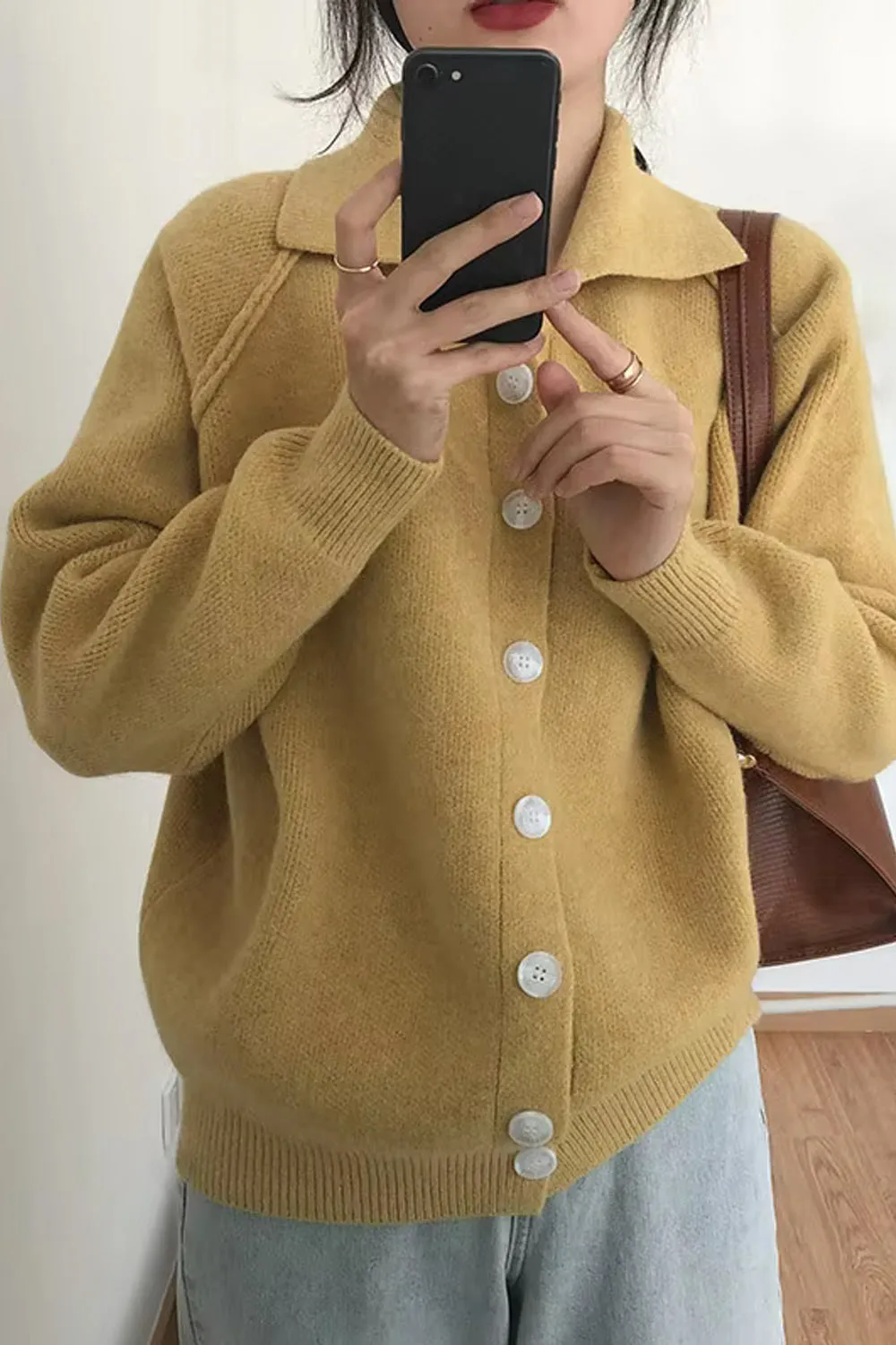 Flytonn-cute winter outfits casual winter outfits christmas outfit party look inspos Vintage Lapel Collar Knitted Cardigan Sweater