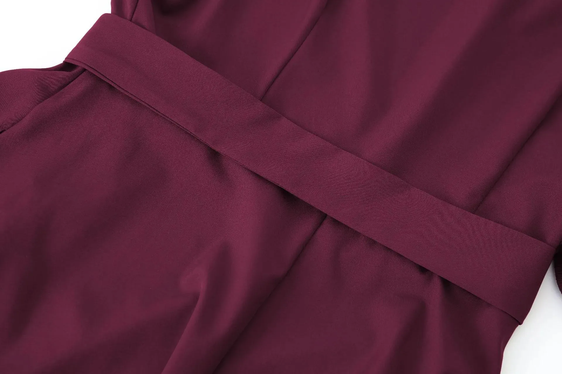 Formal Slanted Shoulder Bodycon Dress Solid Color Tie Waist Dress Summer