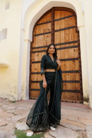 Gulf Green Co-Ord Set - Elegant Kaurwaki Silk