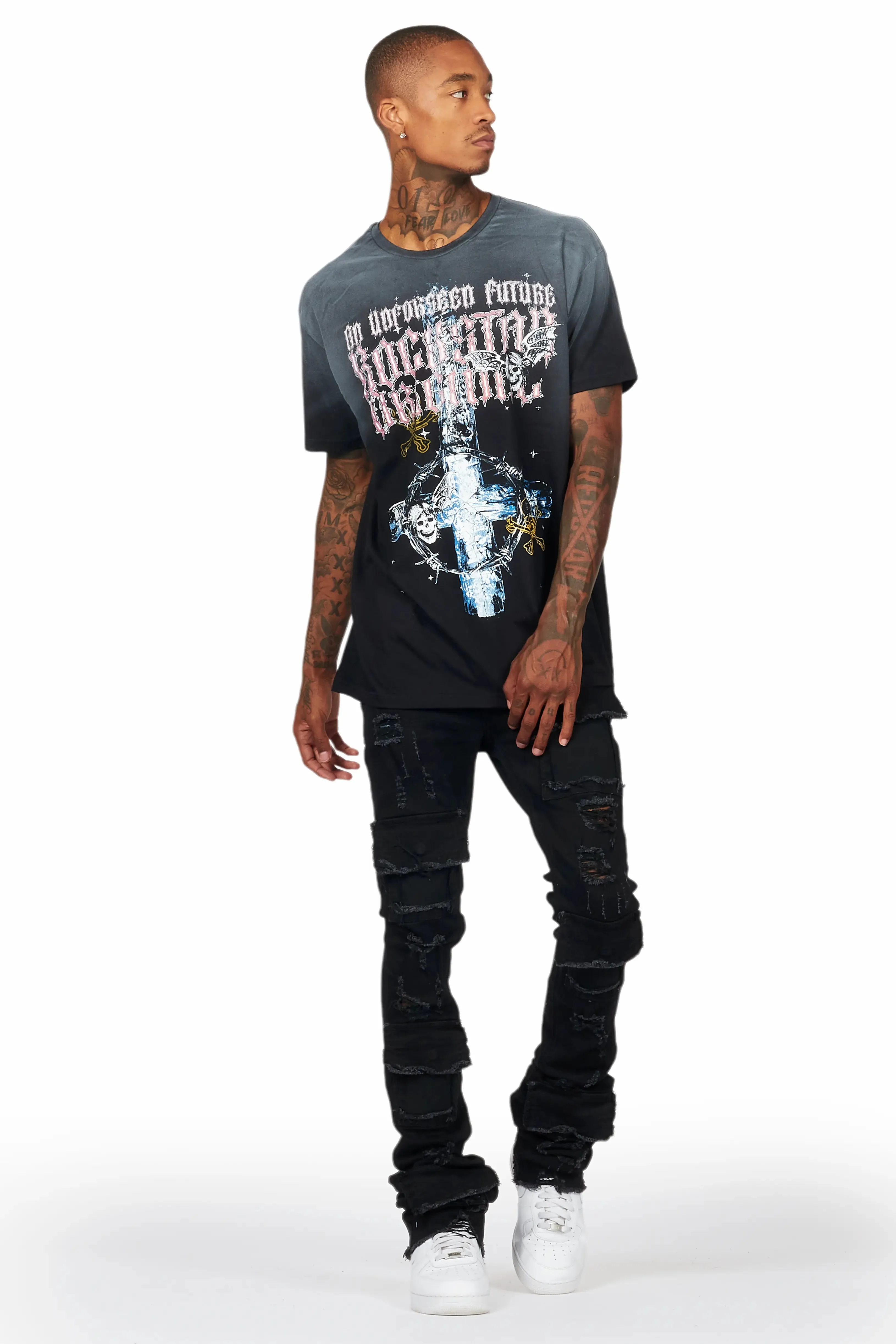 Hagan Black Graphic Oversized T-Shirt