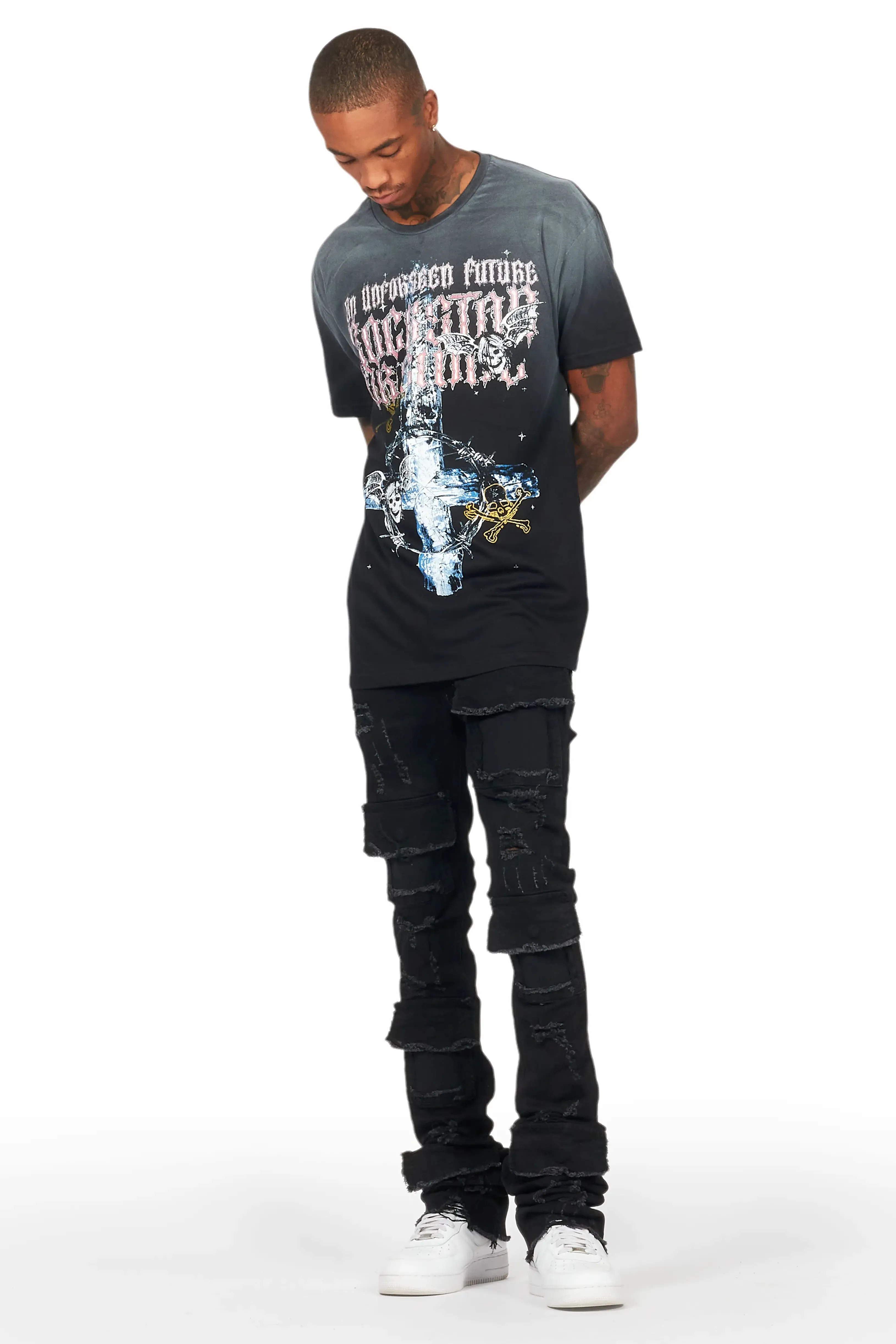 Hagan Black Graphic Oversized T-Shirt