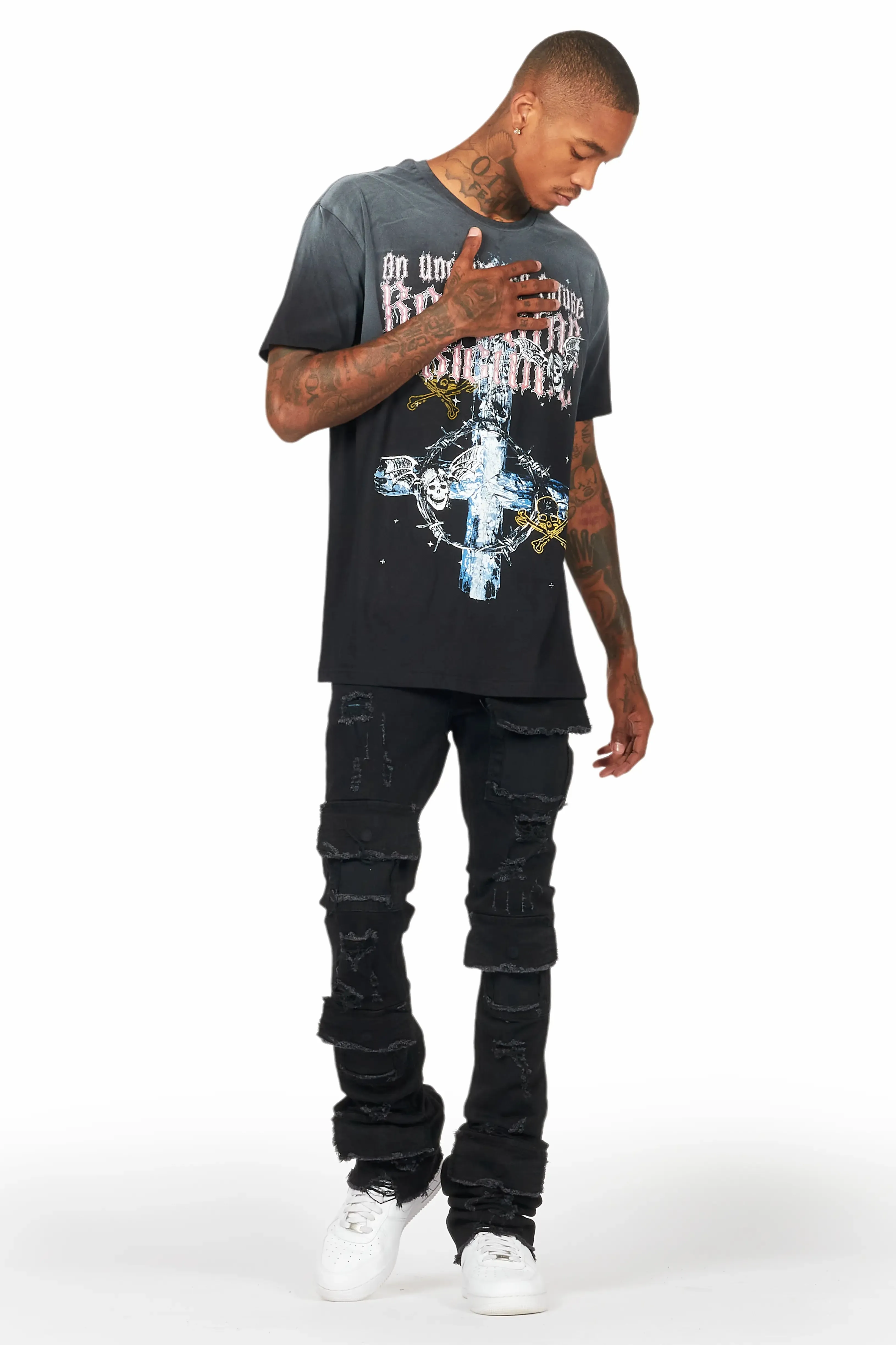 Hagan Black Graphic Oversized T-Shirt