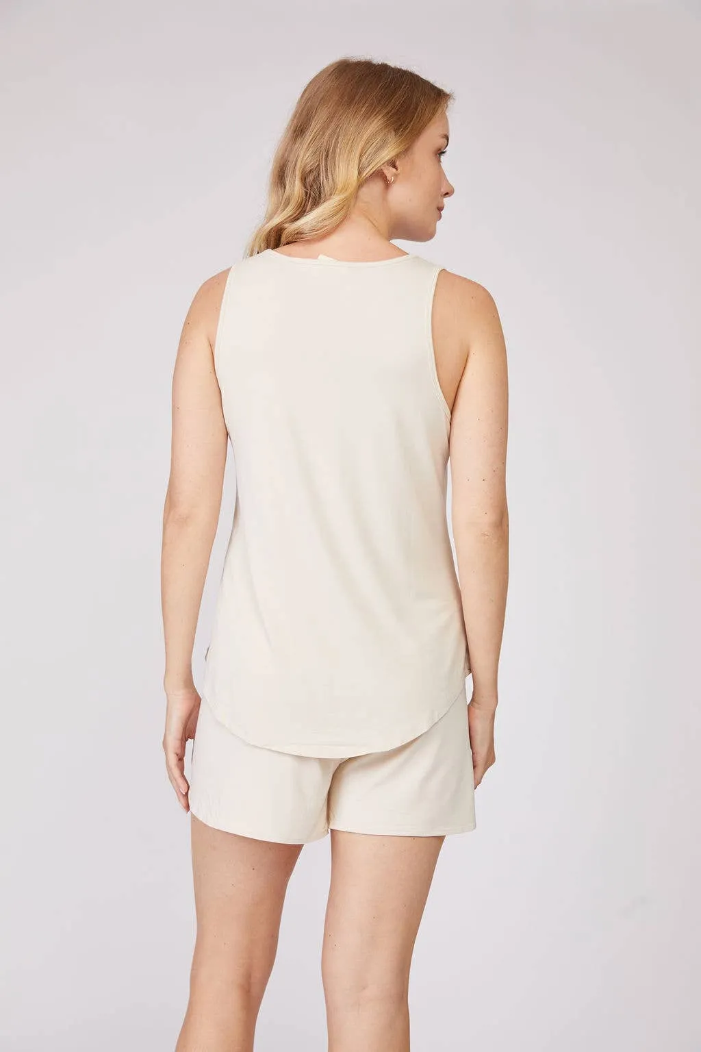 Ivory Bamboo Tank & Shorts Loungewear Set