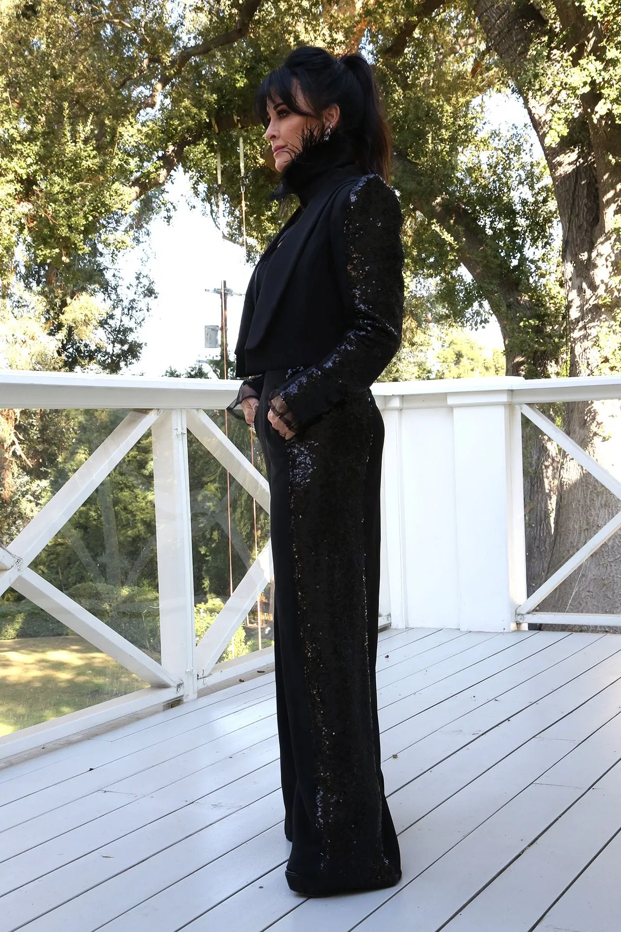 Kyle Richards Black Suit Side Sequin - Seen on Rhobh