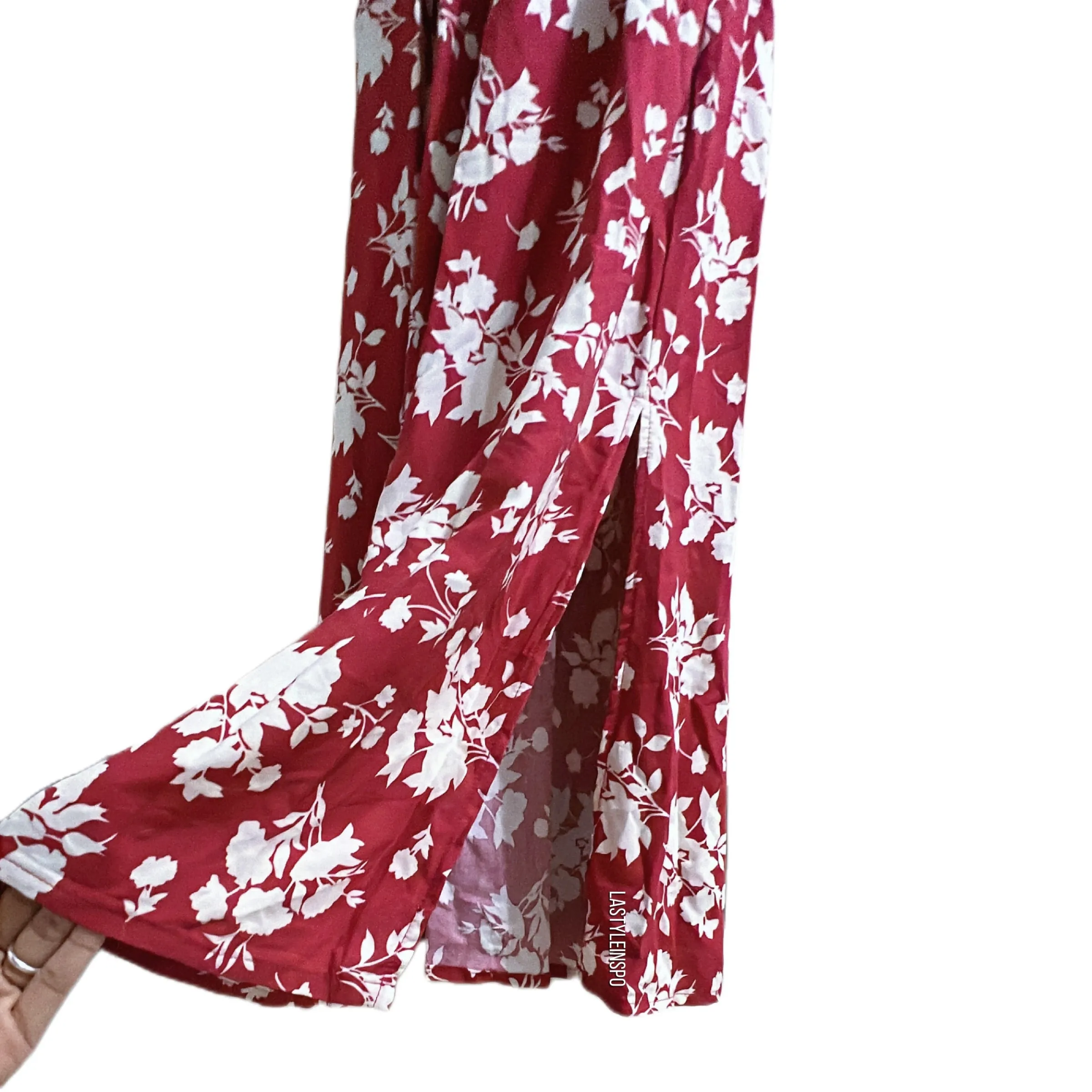 Lark   Gray Midi Dress Floral Boho Side Slits Size Medium