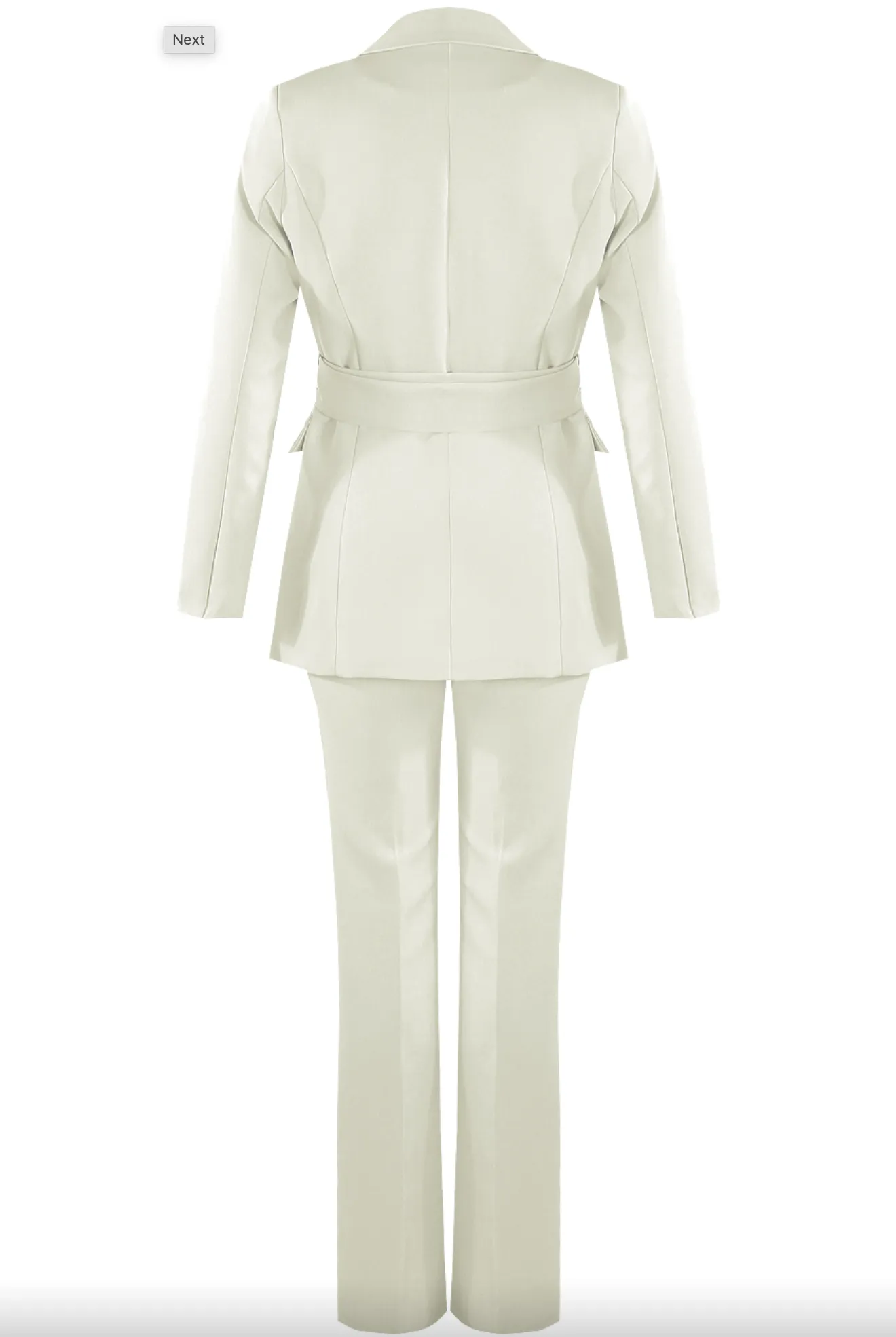 Layala - White Belted Blazer & Flared Trouser Set