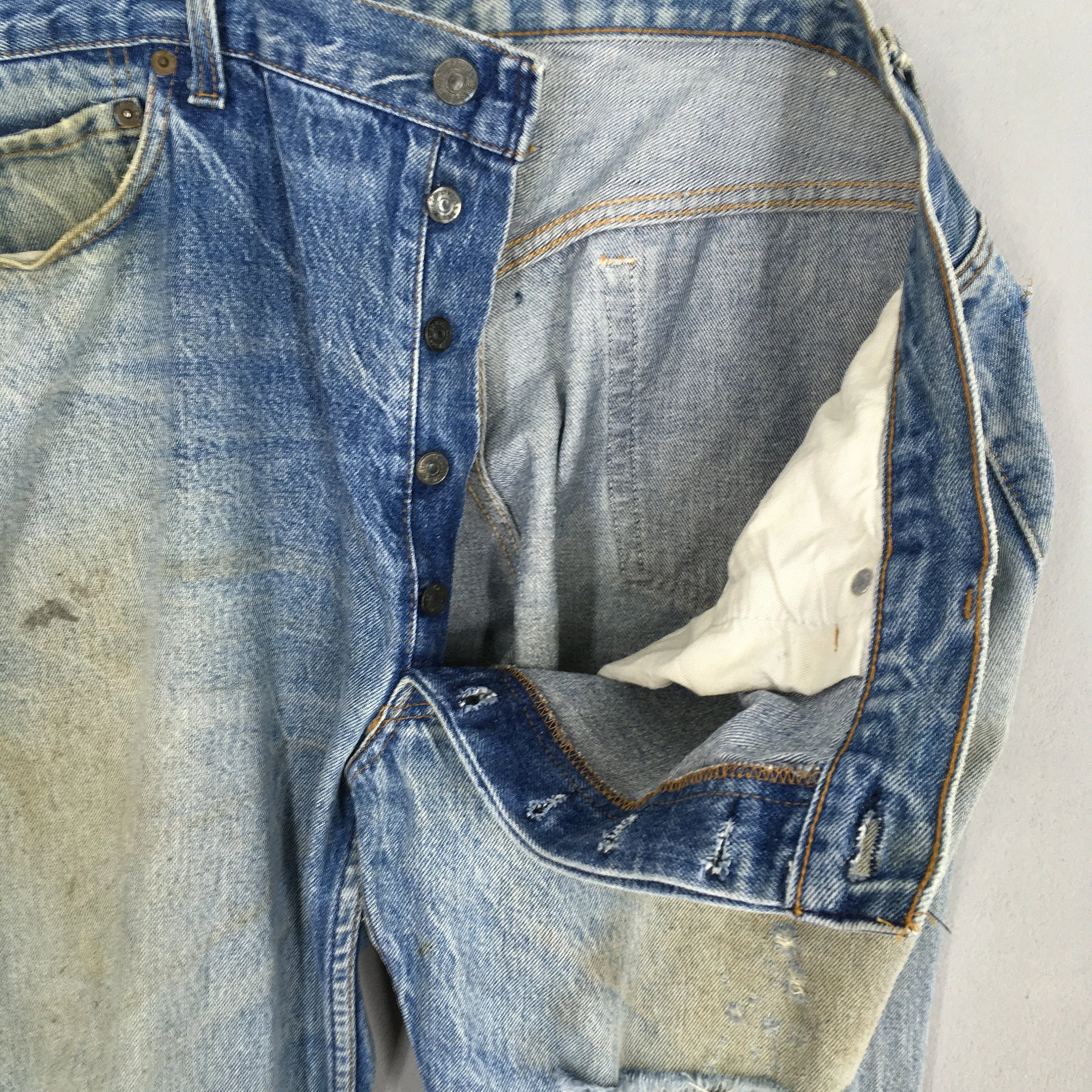 Levi's 501 Distressed Ripped Stonewash Jeans Size 37x28.5