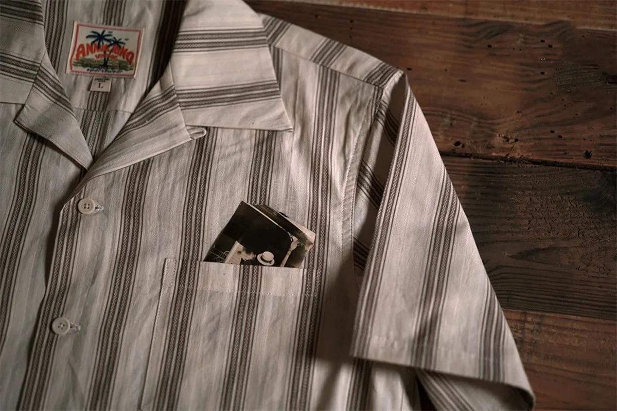 Men's Hawaiian Stripe Yarn-Dyed Dobby Cuban Collar Shirt - Short Sleeve