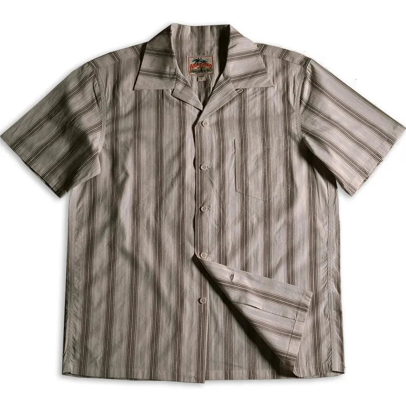 Men's Hawaiian Stripe Yarn-Dyed Dobby Cuban Collar Shirt - Short Sleeve