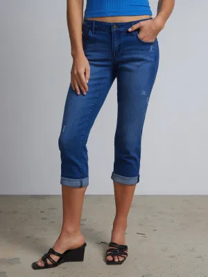 Mid-Rise Boyfriend Capri Jeans - Dark Wash