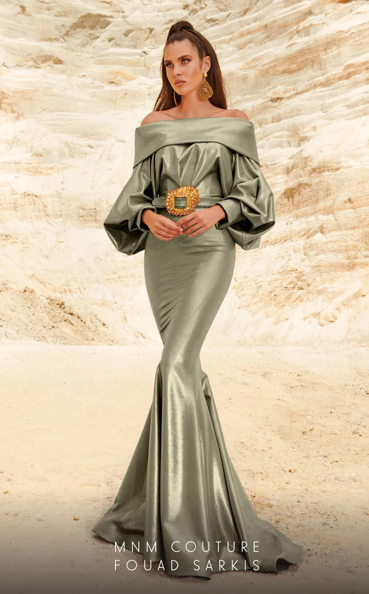 MNM Couture 2752 : Off-The-Shoulder Trumpet Gown with Dramatic Flare