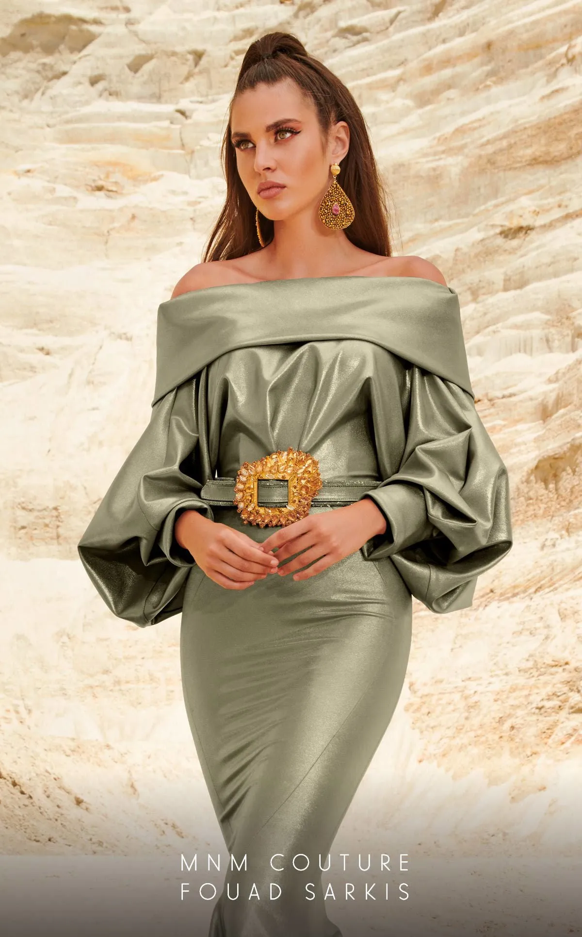 MNM Couture 2752 : Off-The-Shoulder Trumpet Gown with Dramatic Flare