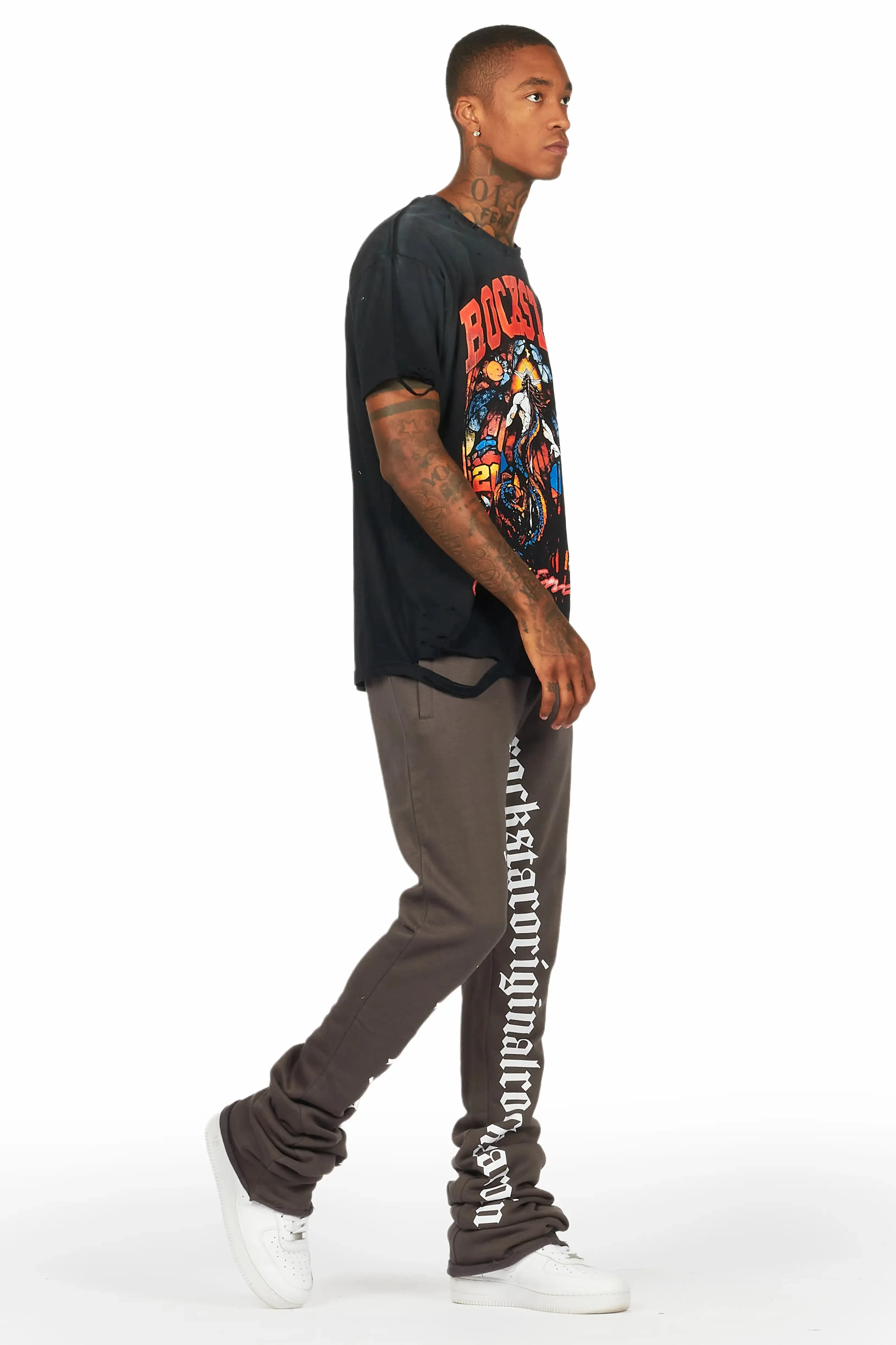 Nalo Black Graphic Oversized T-Shirt