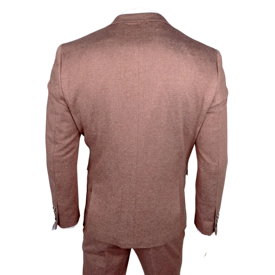 Nathan - Men's 3 Piece Brown Slim Fit Suit