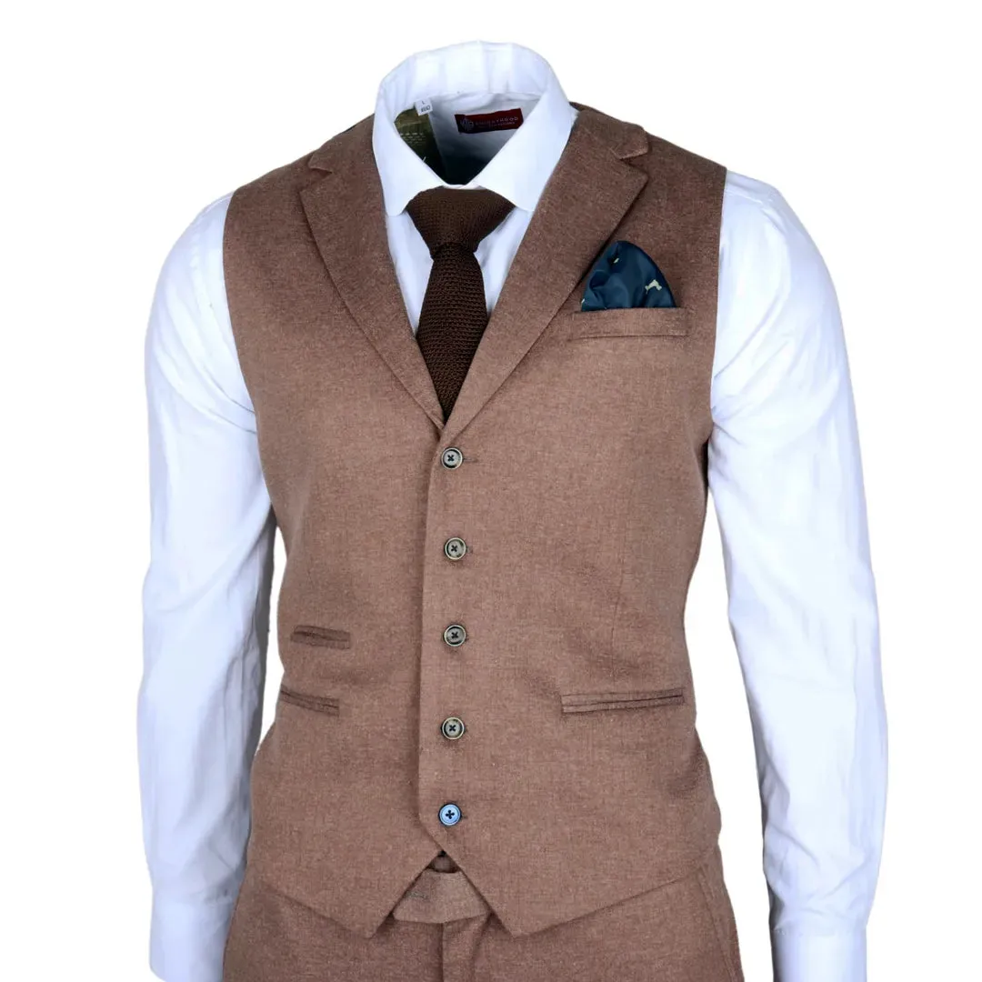 Nathan - Men's 3 Piece Brown Slim Fit Suit