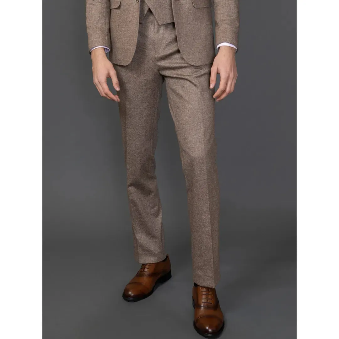 Nathan - Men's 3 Piece Brown Slim Fit Suit