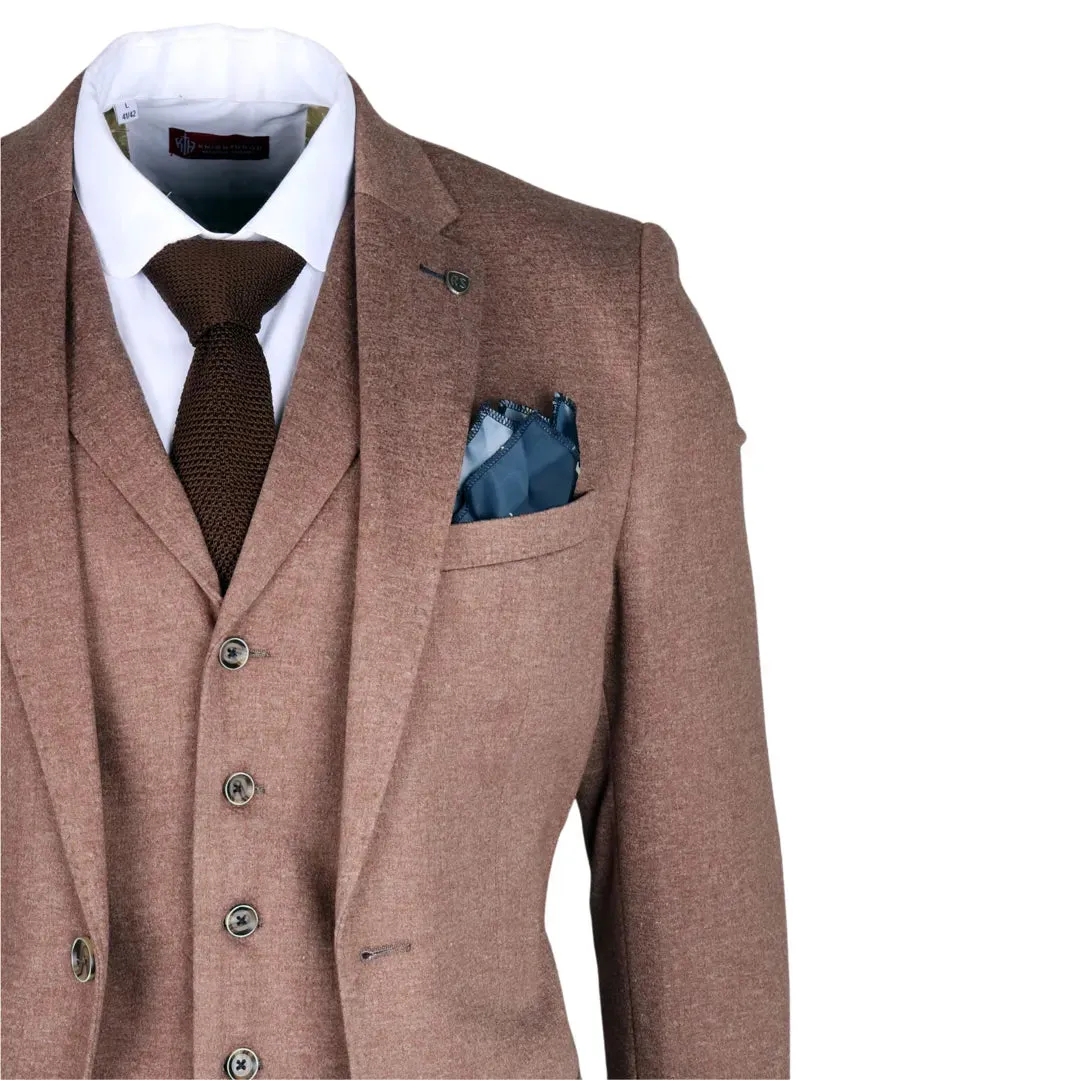Nathan - Men's 3 Piece Brown Slim Fit Suit