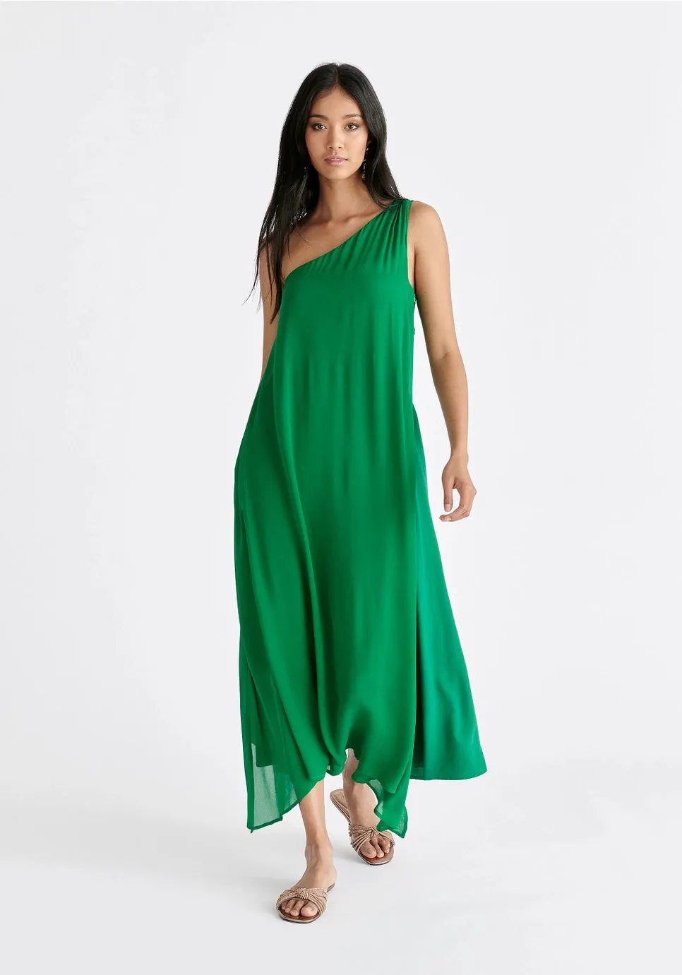 One Shoulder Layered Flowy Dress