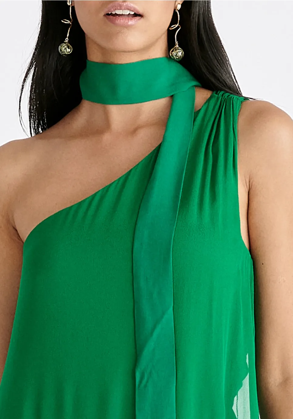 One Shoulder Layered Flowy Dress