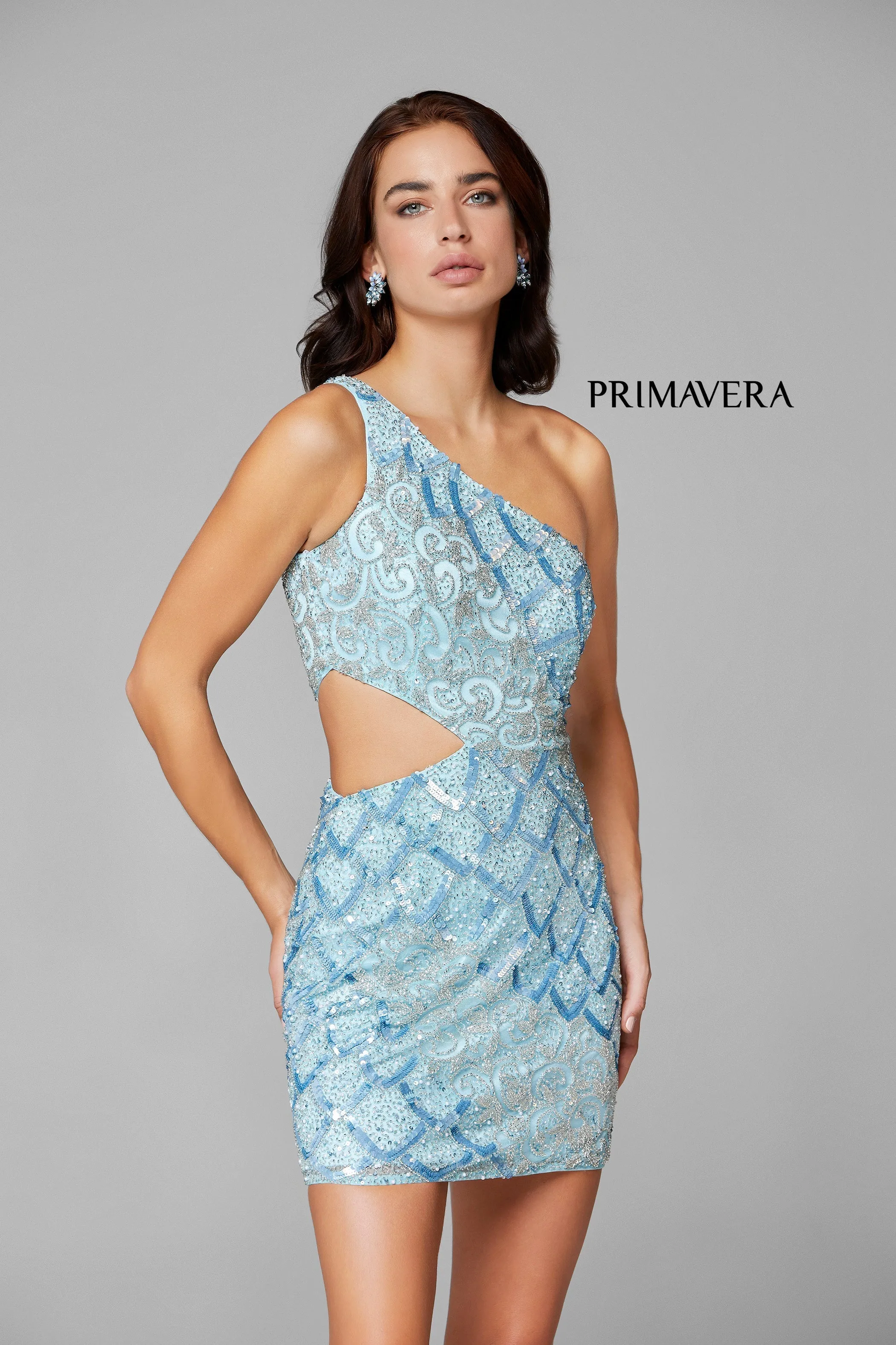 Primavera Couture 3504 Size 0 Gold Cocktail Dress One shoulder sequins